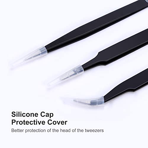 kaverme 3PCS Precision Tweezers Set, Upgraded Anti-Static Stainless Steel of Tweezers, for Electronics, Soldering, Laboratory Work, Jewelry-Making, kaverme