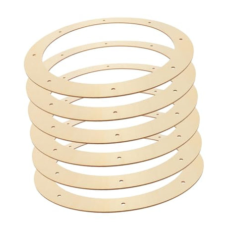 COHEALI 6pcs Wooden Punched Blank DIY Wreath Wooden Frame Holiday Decoration Hanging Base () 10pcs Wood Ring Wreath Boards Wooden Floral Hoops Craft COHEALI
