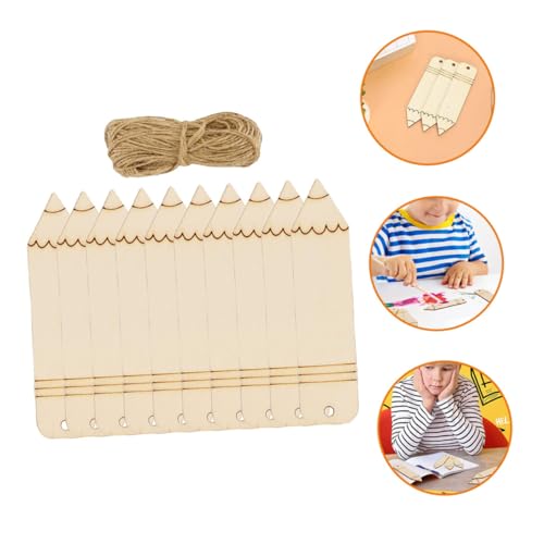 Tofficu 10pcs Wooden Blank Pencil Shaped Bookmark Tag Bookmarks Unpainted Wood Bookmark Hollow Bookmark for DIY Unpainted Unfinished DIY Bookmark DIY Tofficu