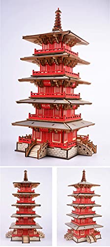 3D Wooden Puzzle,Hanshan Temple Buildings Model,World Famous Architecture Blocks Toy,Age 14+ Assembly Home Decors Adult Craft Kits, DIY Brain Teaser SigridZ