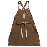 Jeanerlor Waxed Canvas Work Apron for Women with 11 Pockets Water-Resistant Tool Apron Smart Cross-Back Straps Design Adjustable S-M (Coffee) Jeanerlor