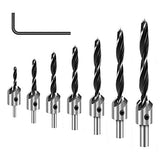 COMOWARE Countersink Drill Bits Set- 7Pcs Counter Sink Bit for Wood High Speed Steel, Woodworking Carpentry Reamer with 1 Free Hex Key Wrench COMOWARE