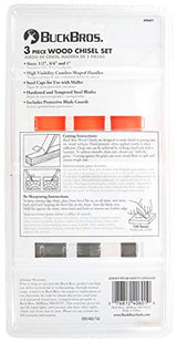 Buck Brothers 120203K 3-Piece Wood Chisel Set With Acetate Handles | 1/2 Inch, 3/4 Inch, 1 Inch Chisels Included | Carve, Cut, and Shape Wood, Buck Bros.