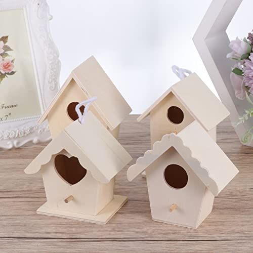 COHEALI 5 Pcs Ornament Kits for Kids Bird House Birdhouses for Outdoors Hanging Birdhouse Kit Garden Desktop Mini Birdhouse DIY Unfinished Birds COHEALI
