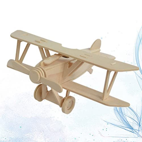 TOYANDONA 3 Pack Wooden DIY Crafts Plane, Mini Assemble Painting Airplane Model Toys Wood 3D Puzzles Construction Kits for Kids School Craft Decor