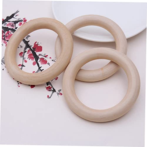 VOSAREA 20 Pcs Unfinished Wooden Rings Wood Craft Pendant Ring Unfinished Smooth Wooden Ring Wooden Rings for Macrame Wooden Circle Crib Toys Curtain VOSAREA