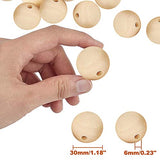 WLIANG 60 Pcs 30mm Natural Wood Beads, Unfinished Round Wooden Beads, Wooden Ball Spacer Loose Beads, for Garland Farmhouse Decor, Bracelet Necklace WLIANG