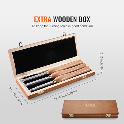 VEVOR Wood Lathe Chisel Set, 3 PCS Woodworking Turning Tools, Includes Square, Round, Diamond Carbide Blades, 7.87" Comfortable Grip Handles, Wood VEVOR
