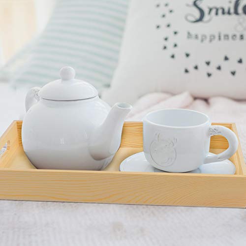 Aodaer 7 Pieces Wooden Nested Serving Trays Rectangular Shape Wood Trays Serving Trays with Handles for Kitchen Party Dinner Snacks Aodaer