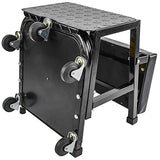 JEGS Mechanic Seat and Step Stool | 300 LBS Capacity | Padded Seat | Black Logo | Heavy-Duty Construction | Comfortable and Ergonomic Design | JEGS