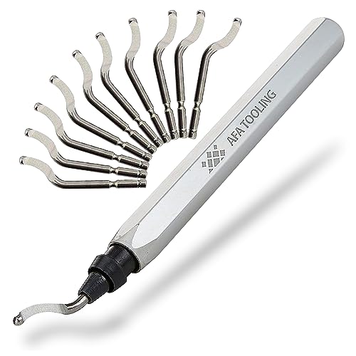 AFA Tooling - Deburring Tool with 10 Extra High Speed Steel Blades - Works on Metal, Resin, PVC Pipes, Copper, Plastic and 3D Printed Edges - AFA Tooling Approved for Automotive