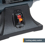 POWERTEC BF800 Slow Speed and Long Shift Bench Buffer Polisher with Buffing Wheels, 8 Inch Buffing & Polishing Bench Grinder Machine for Metal, POWERTEC