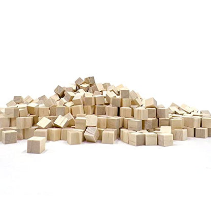 Wood Blocks for Crafts, Unfinished Wood Cubes, 1cm Natural Wooden Blocks, Pack of 300 Wood Square Blocks, Wooden Cubes for Arts and Crafts and DIY