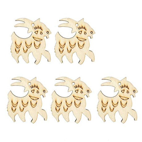 SUPVOX 10Pcs Unfinished Wood Cutout Wooden Goat Shape Natural Wood Pieces for DIY Arts Crafts Projects SUPVOX