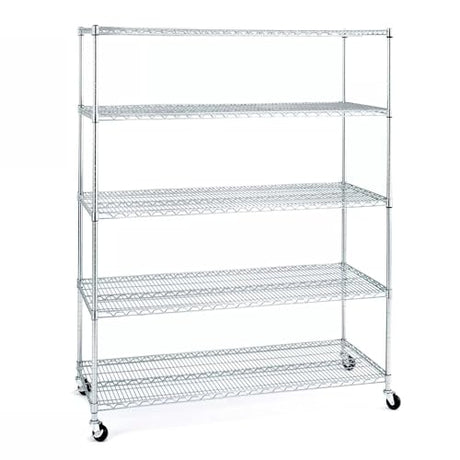 Seville Classics UltraDurable Heavy Duty NSF Solid Steel Wire Rack Storage Unit Wheels, 5-Tier Shelving, 60" W x 24" D Seville Classics