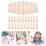 Tofficu 30pcs Unfinished Wooden Peg Dolls, Mini Wooden Peg People 35mm Wooden People Figures for DIY Painting Tofficu