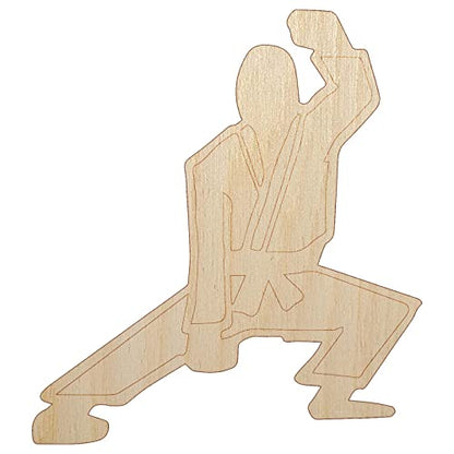 Kung Fu Martial Arts Crouch Stance Karate Gi Unfinished Wood Shape Piece Cutout for DIY Craft Projects - 1/8 Inch Thick - 6.25 Inch Size - WoodArtSupply