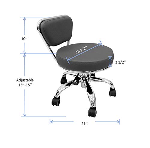 MAYAKOBA Dayton Garage Rolling Seat (Black) Pneumatic, Short Stool with Adjustable Height 13"-15", Perfect for Garage Task, Home Cleaning, Bathroom MAYAKOBA
