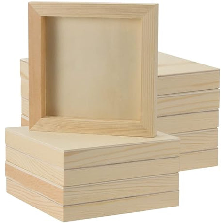 ZOENHOU 10 PCS 8 x 8 Inch Wood Canvas Boards, Unfinished Square Wood Canvas, Cradled Wood Panels for Painting, Pouring Art, Crafts ZOENHOU