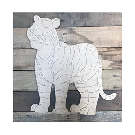 Tiger Wood Craft Unfinished Wooden Cutout Art DIY Wooden Signs Inspirational Wall Plaque Retro Wooden Wall Art Decor for Kitchen Living Room Bedroom Arupkeer