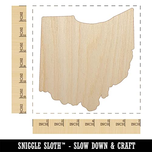 Ohio State Silhouette Unfinished Wood Shape Piece Cutout for DIY Craft Projects - 1/4 Inch Thick - 6.25 Inch Size Sniggle Sloth
