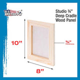 U.S. Art Supply 8" x 10" Birch Wood Paint Pouring Panel Boards, Studio 3/4" Deep Cradle (Pack of 5) - Artist Wooden Wall Canvases - Painting U.S. Art Supply