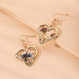 Pressed Flower Love Heart Dangle Earrings Daisy Dandelion Dry Flowers Setting Inside Resin Golden Fashion Earrings for Women Girls-Heart Shape Yocoyee