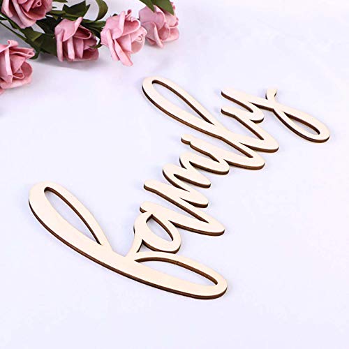 Family Wood Sign Cutout Family Wooden Letter Sign Hanging Decorative DIY Block Words Sign Door for Home Shop Hotel 2Pack