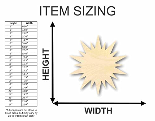 Unfinished Wood Sun Star Shape - Space - Nursery - Craft - up to 24" DIY 4" / 1/4" 24 Hour Crafts