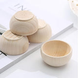DEARMAMY 4Pcs Small Unfinished Wooden Bowls Mini Pinch Bowls Wooden Craft Bowls Rustic Condiment Bowls for Art Craft DIY Painting DEARMAMY