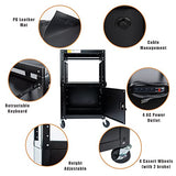 Metateel Steel Large AV Cart with Extra Storage - Adjustable Height Cart with Locking Cabinet, Pullout Tray, Power Strip, and Cord Management - Holds Metateel