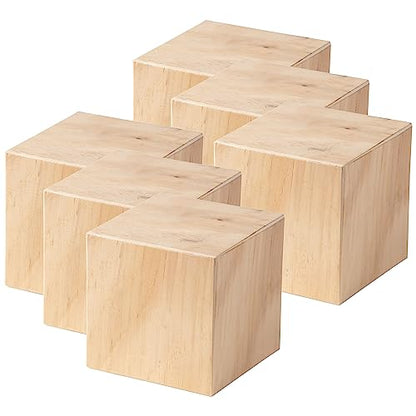 6 Pack: 3”; Wood Square Block by Make Market®