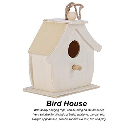 Wooden Birdhouses, 4Pcs Mini Hanging Birds Nests Ornaments DIY Unfinished Wood Bird House Outdoor Garden Balcony Courtyard for Children to Paint