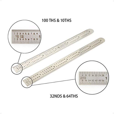 WeldingStop 6 in Machinist Ruler Scale 5R 10ths 1/100 1/32 1/64 Graduation Flexible Decimal Inch Steel Rule WeldingStop