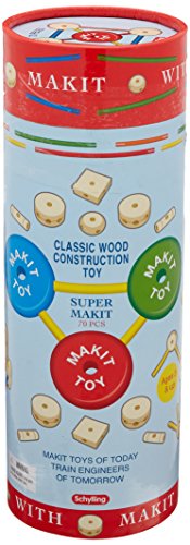 Schylling MKT Super Makit Classic Wood Construction Toy, 3+ years, 70-Pieces (1 EA) Schylling