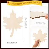 12 Pcs Wood Maple Leaf Cutouts Unfinished Wood Maple Leaves Cutout Blank Fall Leaf Wood Slices Wood Thanksgiving Signs Ornaments for DIY Door Hanger AWIZOM