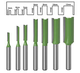 Saipe 7pcs 1/4" Shank Tungsten Carbide Double&Single Flute Straight Dado Router Bit Set, 3/4/5/6/8/10/12mm Cutting Diameter Trimming Cutter for Saipe