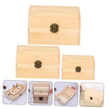 TEHAUX 3pcs Boxes wooden box jewelry organizer tray unfinished wooden jewelry case craft storage strawberry decor DIY wooden wood gifts handmade TEHAUX