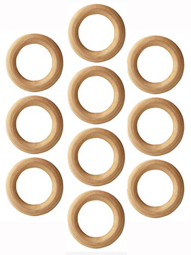 Penta Angel Wooden Rings 10Pcs 55mm Natural Unfinished Solid Wood Circle Rings Smooth Wood Circles for DIY Craft Pendant Connectors Jewelry Making PENTA ANGEL
