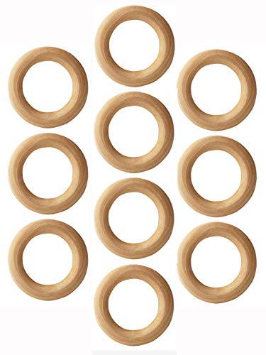 Penta Angel Wooden Rings 10Pcs 55mm Natural Unfinished Solid Wood Circle Rings Smooth Wood Circles for DIY Craft Pendant Connectors Jewelry Making - WoodArtSupply