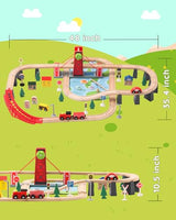 SainSmart Jr. Wooden Train Set for Toddler, 78 PCS Wood Train Track with 4 Cars Fits Brio, Thomas, Melissa and Doug, Gift Packed Toy Railway Kit for SainSmart Jr.