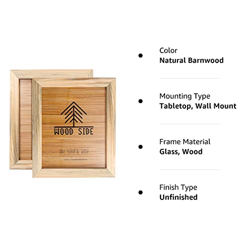 Rustic Wooden Picture Frame 8x10 - Unfinished Natural Barnwood Set of 2-100% Eco Solid Wood for Wall Mounting and Tabletop Photo Frames WOOD SIDE ORBIS