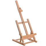 U.S. Art Supply Small Tabletop Wooden H-Frame Studio Easel - Artists Adjustable Beechwood Painting and Display Easel, Holds Up To 16" Canvas - US Art Supply