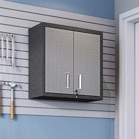 Manhattan Comfort Fortress Metal Floating Garage Cabinets in Grayl (Set of 2) Manhattan Comfort