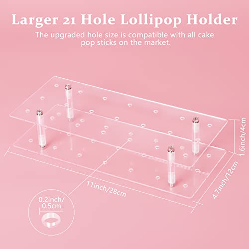 Cake Pop Stand, 21 Holes Lollipop Display Stand, Acrylic Clear Cake Pop Display Holder, Cakepopsical Stand for Weddings, Baby Showers, Birthday, - WoodArtSupply