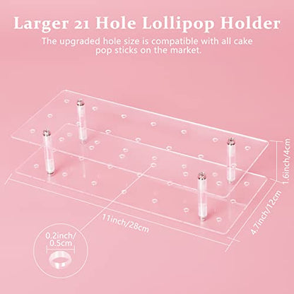 Cake Pop Stand, 21 Holes Lollipop Display Stand, Acrylic Clear Cake Pop Display Holder, Cakepopsical Stand for Weddings, Baby Showers, Birthday, - WoodArtSupply