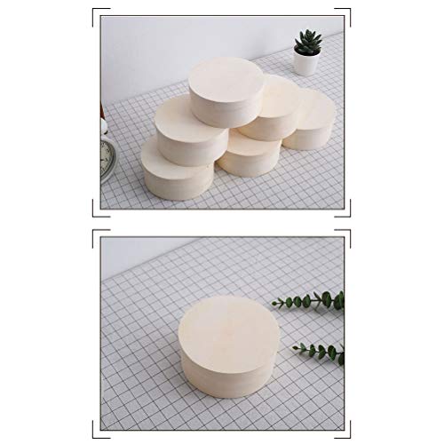 Ciieeo 18.8CM Unfinished Round Box DIY Round Unfinished Wooden Boxes Mini Round Wooden Box Storage Wooden Box for Jewelry Box Craft Kit for Kids - WoodArtSupply