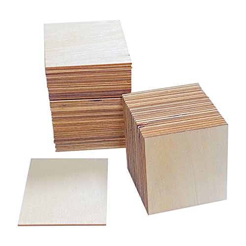 3 Inch 72 Pack Wooden Square Tiles Unfinished Wood Cutouts for Crafts Burning Painting - WoodArtSupply