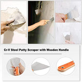 Bettomshin 1Pc Putty Knife Scrapers, 6" Carbon Steel Spackle Knife with Wooden Handle, Putty Knife Tool Set, Wallpaper Scraper, for Drywall Bettomshin