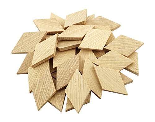 2.3"x1.34" Wood Diamond Shape Unfinished Wood Mosaic Tile - 30 pcs - WoodArtSupply